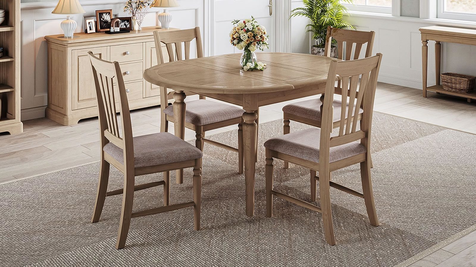 Signature Collection Leamington Oak Round Dining Table Lifestyle